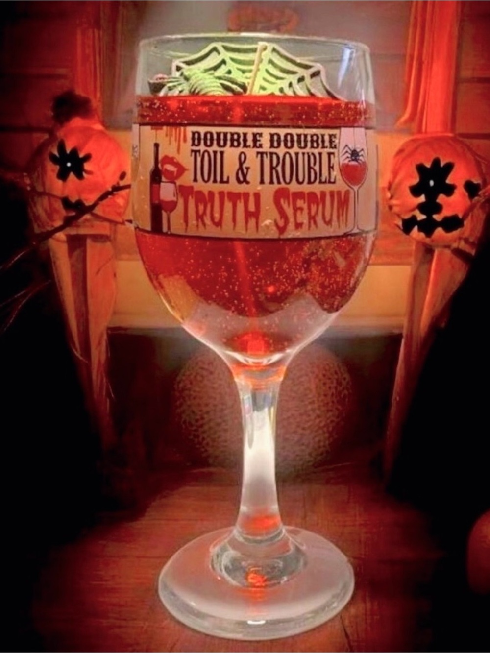 Handcrafted Halloween Candle Spooky Witch Wine Glass Candle
